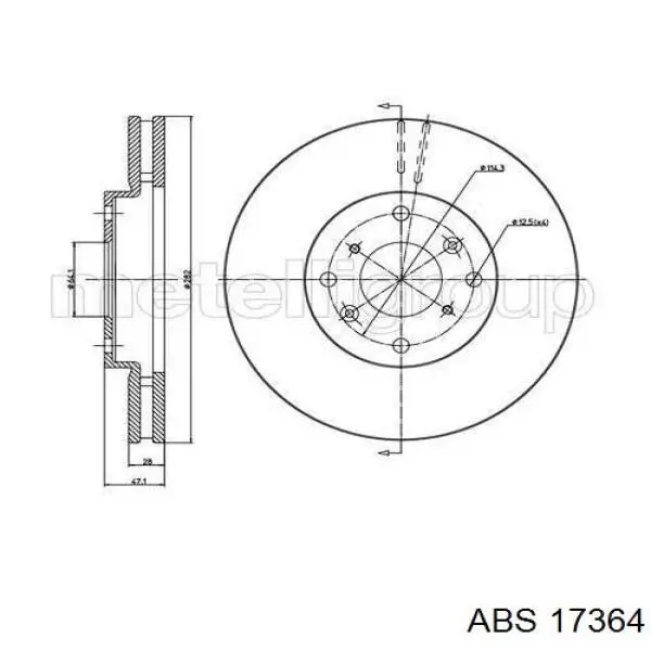 Диск гальмівний передній 17364 ABS