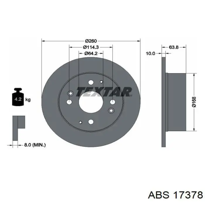 Диск гальмівний задній 17378 ABS