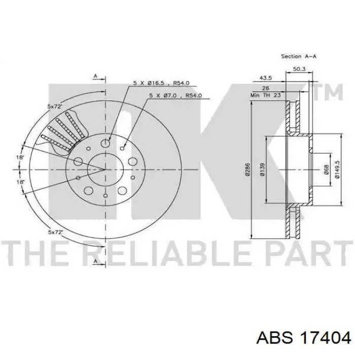 Гальмівні диски передні 17404 ABS