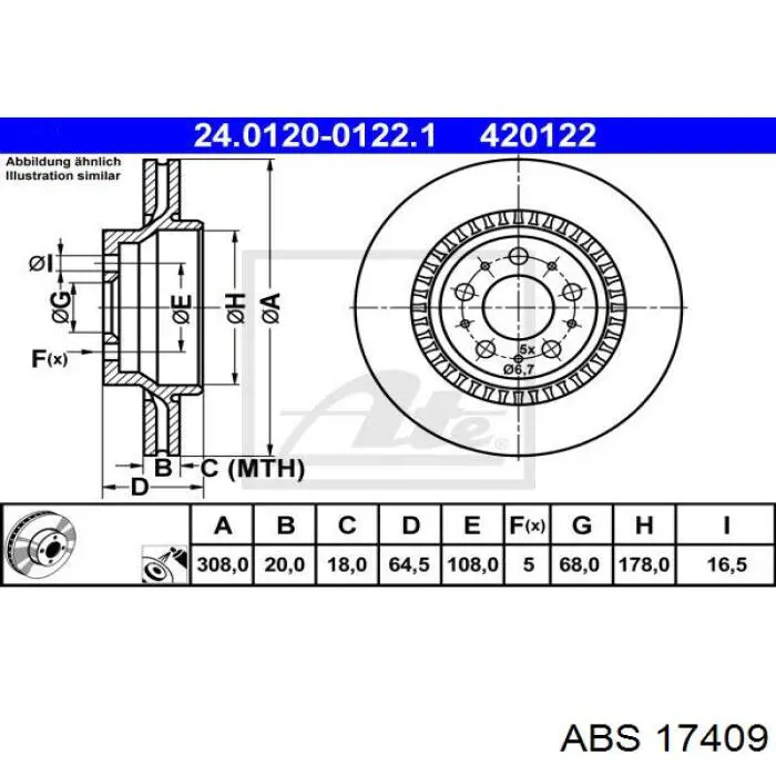 Задні дискові гальма ABS 17409 ціна, від 49.46 USD