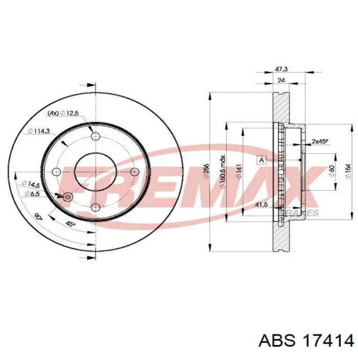 Диск переднього гальма ABS 17414 ціна, від 28.69 USD