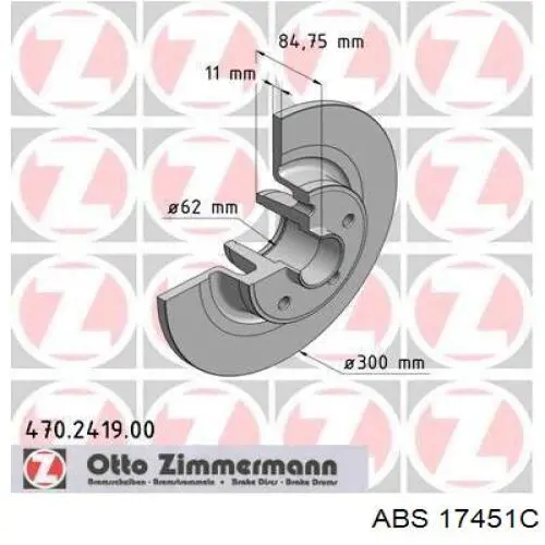 Купити 17451C ABS Диск заднього гальма
