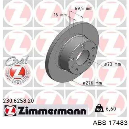 Задні дискові гальма ABS 17483 ціна, від 46.65 USD