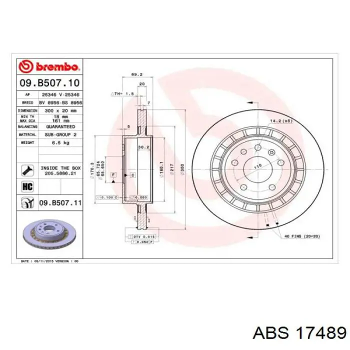 Задні дискові гальма ABS 17489 ціна, від 38.20 USD