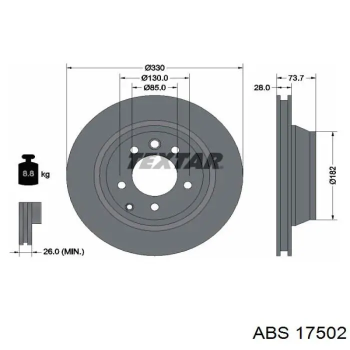 Задні дискові гальма ABS 17502 ціна, від 51.21 USD