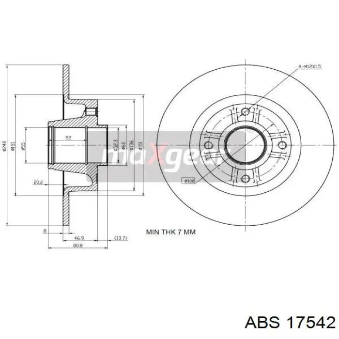 Задні дискові гальма ABS 17542 ціна, від 28.99 USD