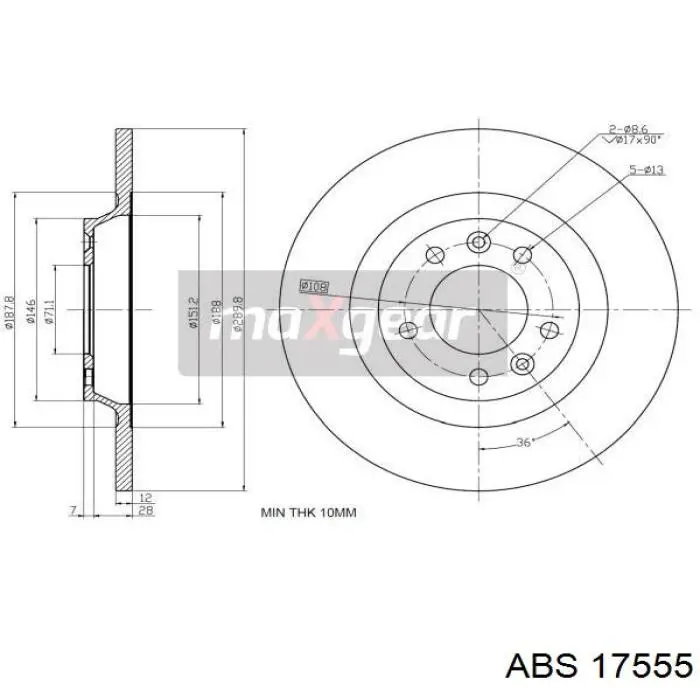 Задні дискові гальма ABS 17555 ціна, від 27.48 USD