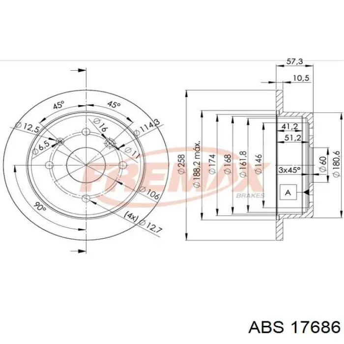 Задні дискові гальма ABS 17686 ціна, від 24.02 USD
