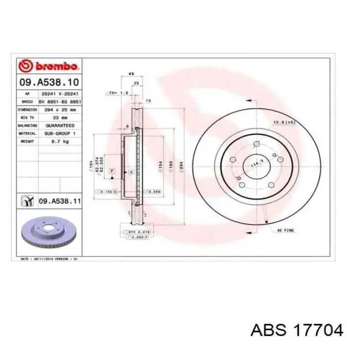 Купити 17704 ABS Ротор гальмівний