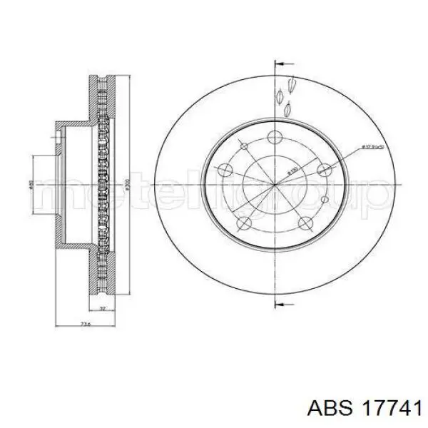 Диск переднього гальма ABS 17741 ціна, від 53.82 USD