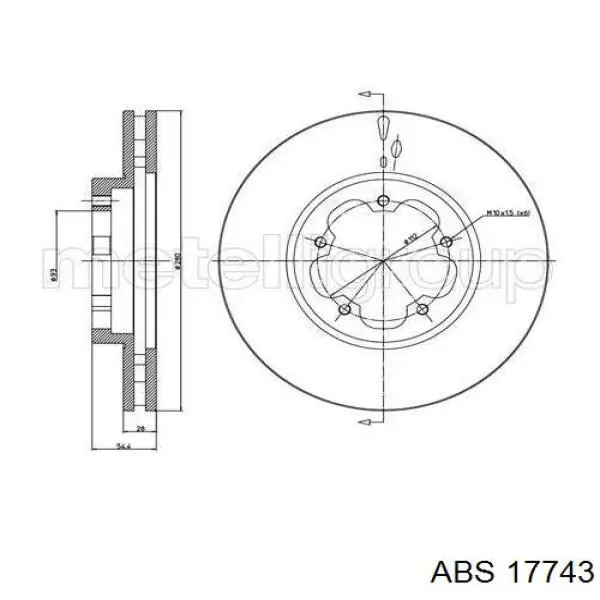 Диск переднього гальма ABS 17743 ціна, від 45.73 USD
