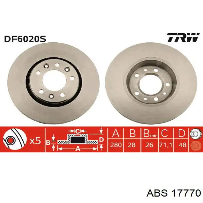 Диск переднього гальма ABS 17770 ціна, від 43.15 USD
