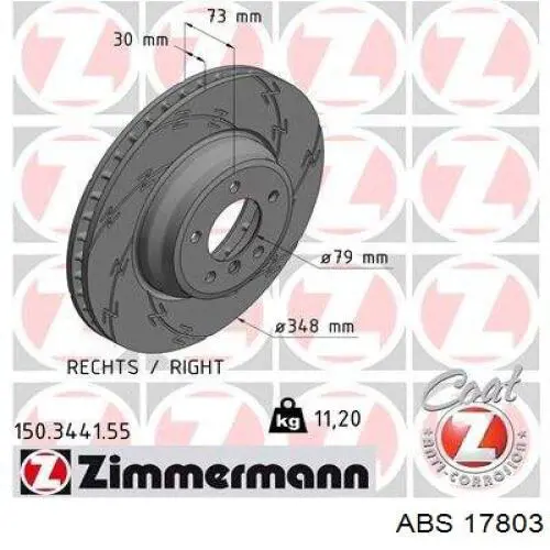 Диск переднього гальма ABS 17803 ціна, від 78.26 USD