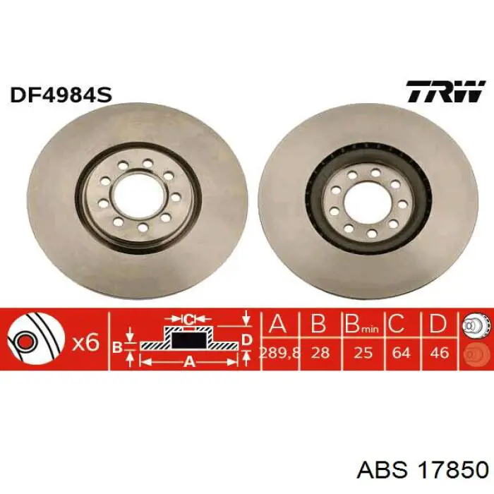 Диск переднього гальма ABS 17850 ціна, від 46.96 USD