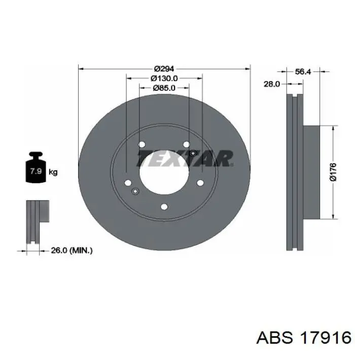 Диск гальмівний передній 17916 ABS