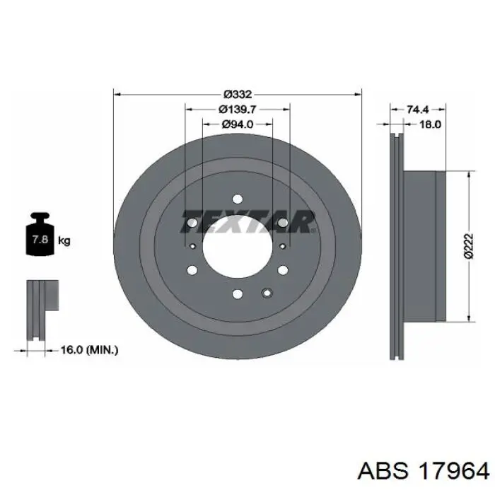 Диск гальмівний задній 17964 ABS