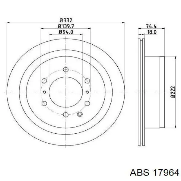 Задні дискові гальма ABS 17964 ціна, від 48.52 USD