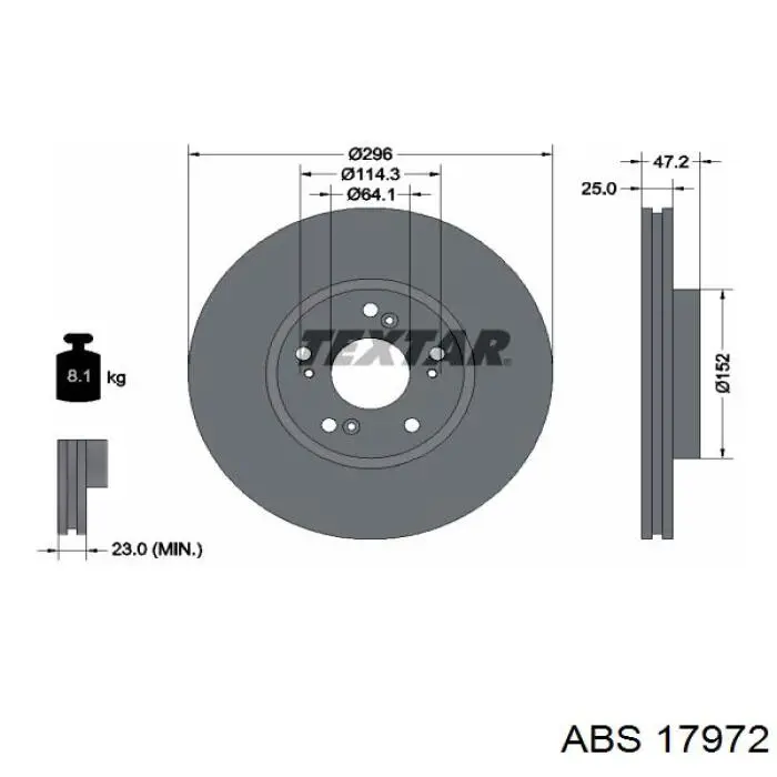 Диск переднього гальма ABS 17972 ціна, від 44.71 USD