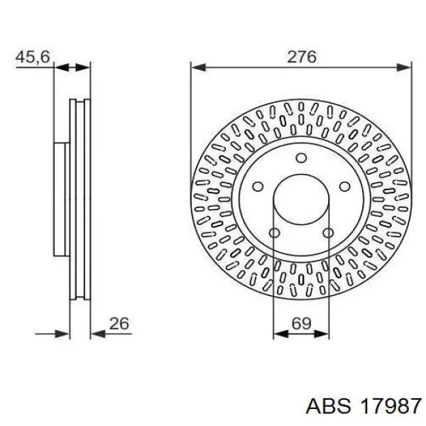 Диск переднього гальма ABS 17987 ціна, від 31.03 USD