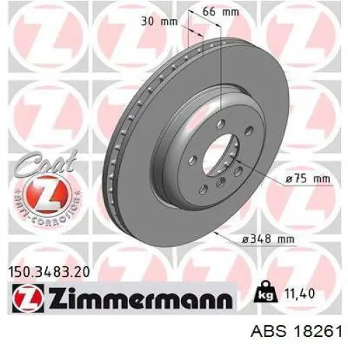 Диск переднього гальма ABS 18261 ціна, від 60.64 USD