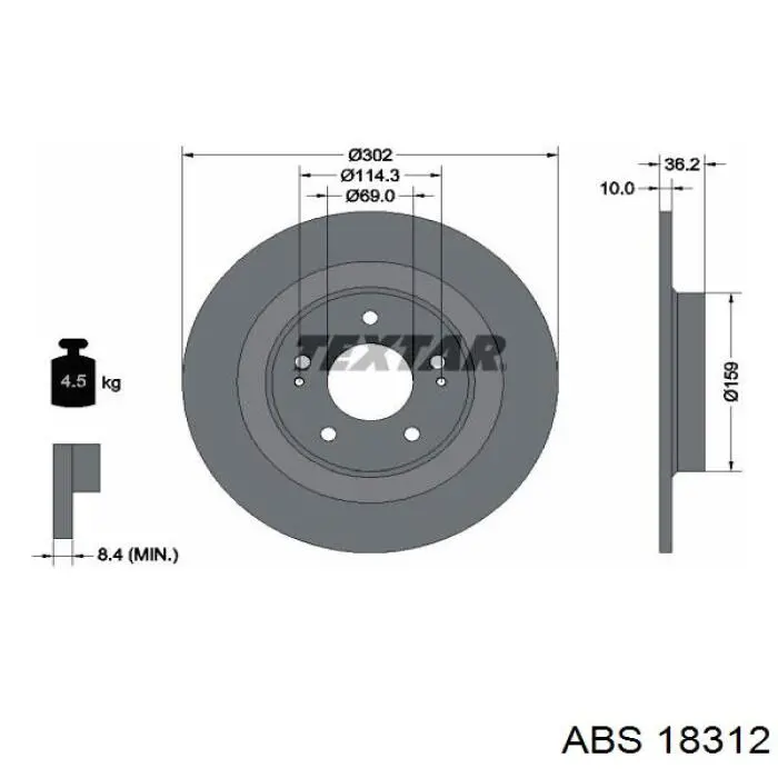 Задні дискові гальма ABS 18312 ціна, від 28.84 USD