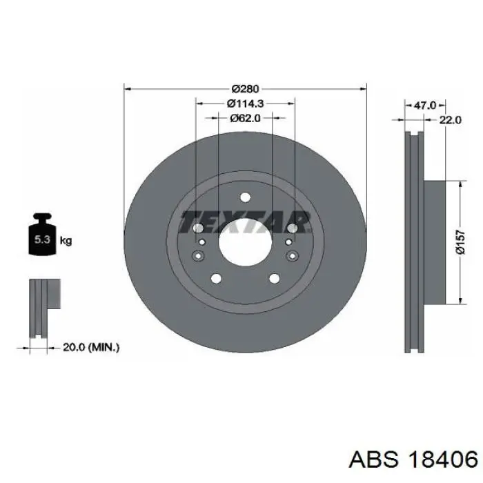 Диск гальмівний передній 18406 ABS