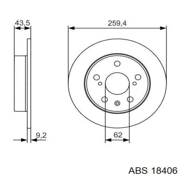 Диск переднього гальма ABS 18406 ціна, від 35.56 USD