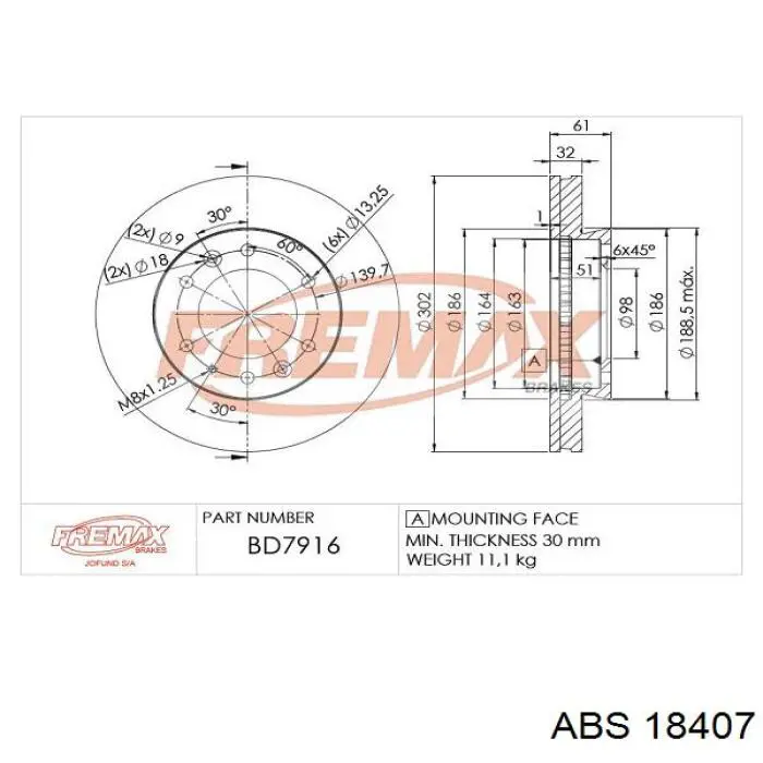 Купити 18407 ABS Ротор гальмівний