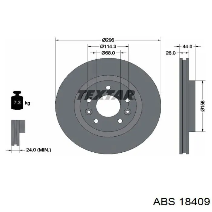 Диск гальмівний передній 18409 ABS