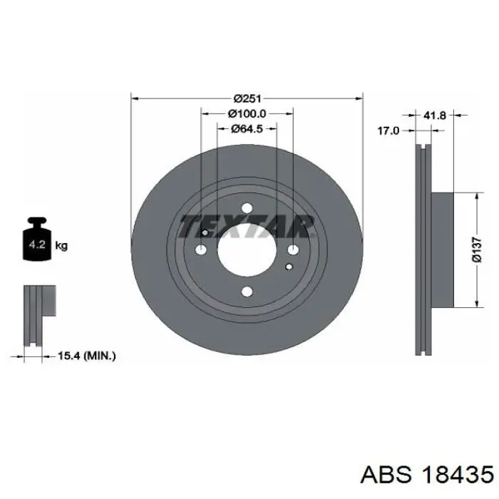 Диск гальмівний передній 18435 ABS