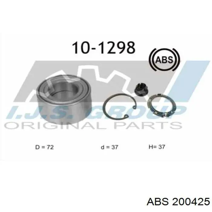 Комплект підшипник маточини передньої ABS 200425 ціна, від 16.56 USD