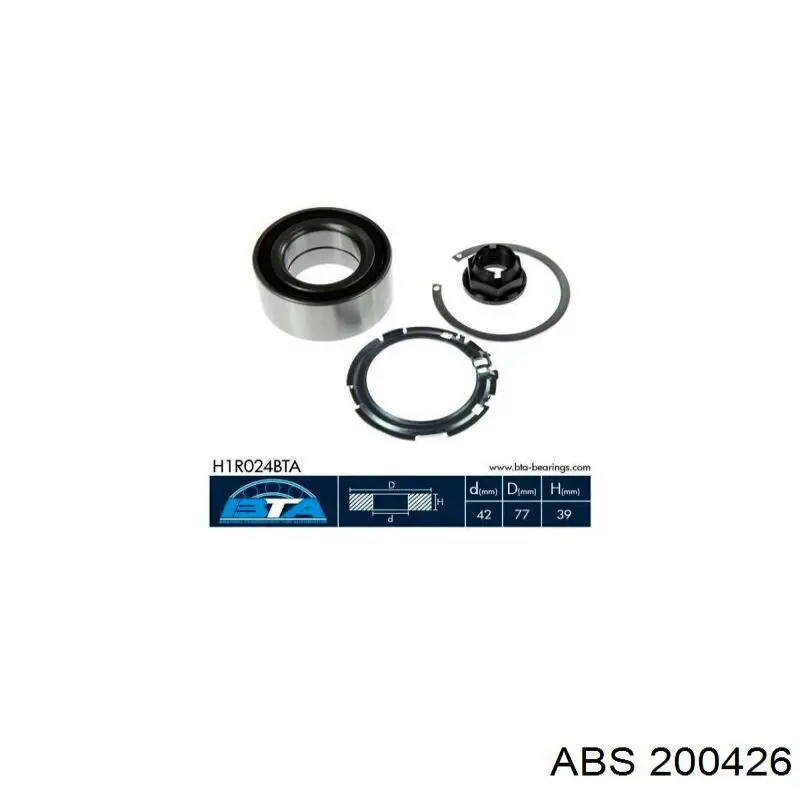 Комплект підшипник маточини передньої ABS 200426 ціна, від 22.32 USD