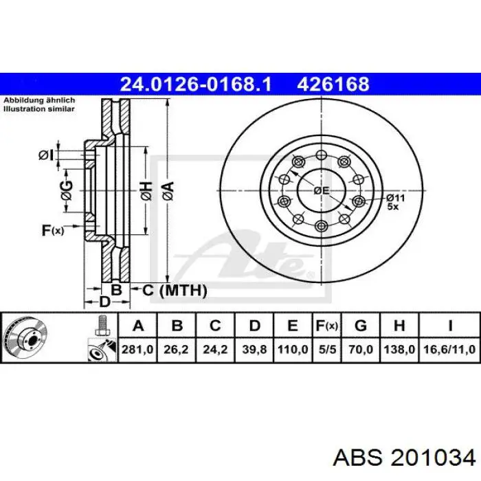 Підшипник ступиці 201034 ABS