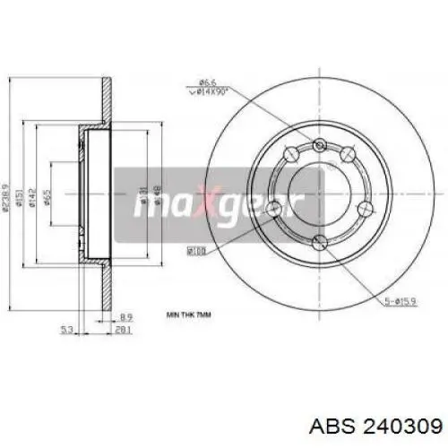 Тяга рульова поперечна ABS 240309 ціна, від 11.41 USD