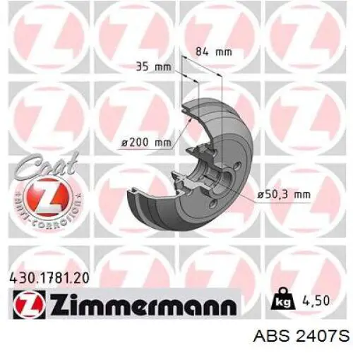 Купити 2407S ABS Барабан гальмівний задній
