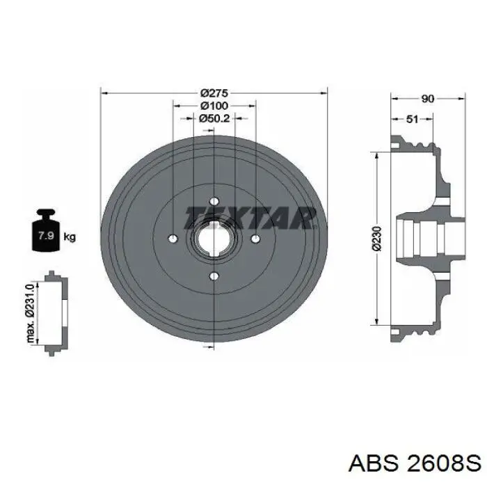 Барабан гальмівний задній ABS 2608S ціна, від 51.63 USD