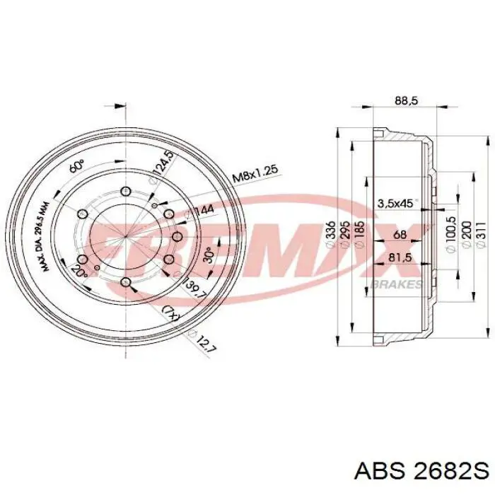 Барабан гальмівний задній 2682S ABS