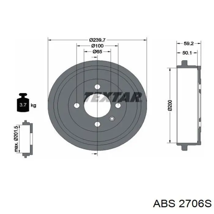 Барабан гальмівний задній ABS 2706S ціна, від 24.86 USD