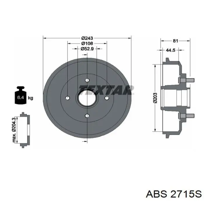Барабан гальмівний задній ABS 2715S
