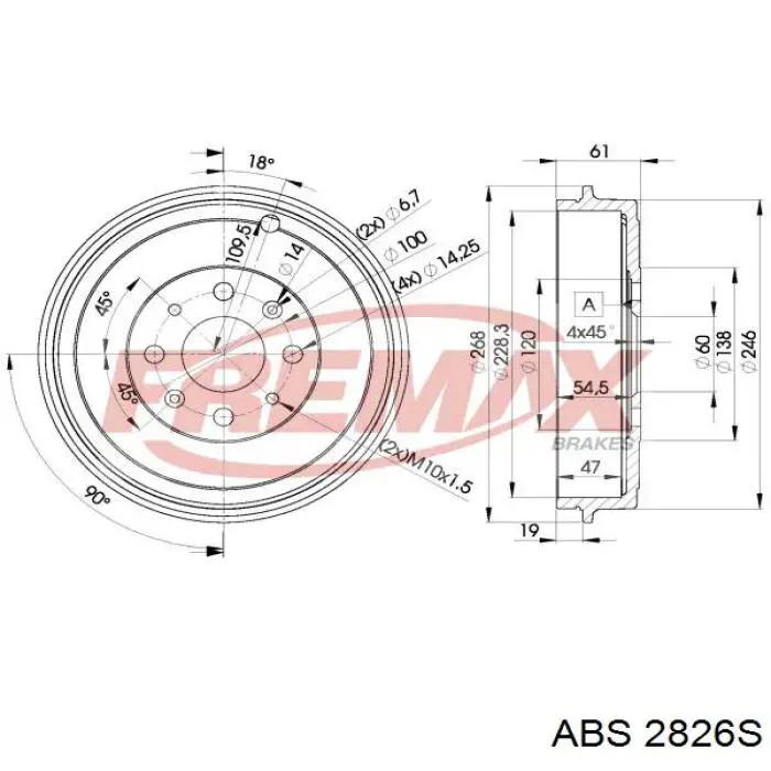 Барабан гальмівний задній ABS 2826S ціна, від 40.96 USD