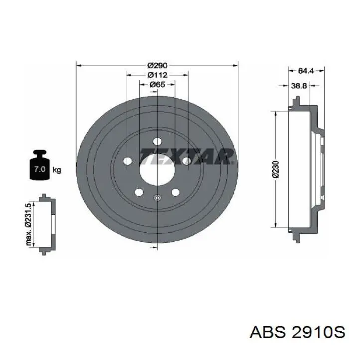 Барабан гальмівний задній ABS 2910S ціна, від 56.35 USD