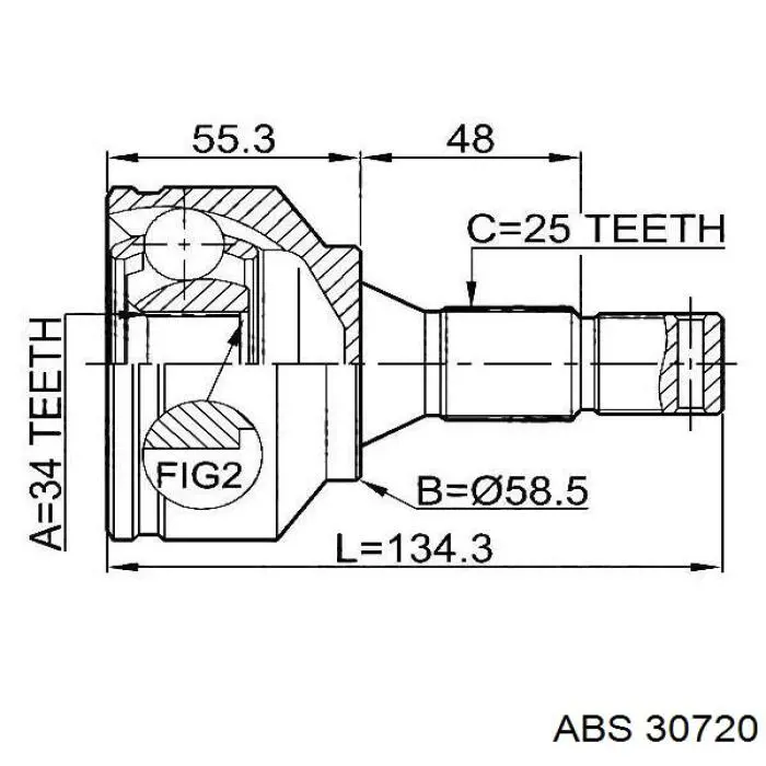 Датчик АБС (ABS) задній, лівий 30720 ABS