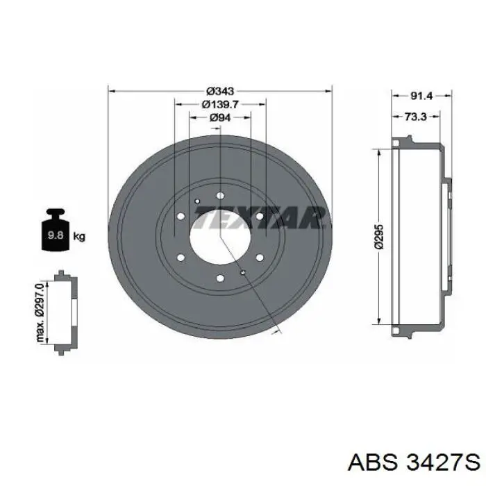 Барабан гальмівний задній ABS 3427S ціна, від 71.40 USD