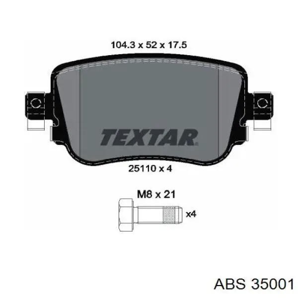 Задні гальмівні колодки ABS 35001 ціна, від 18.24 USD