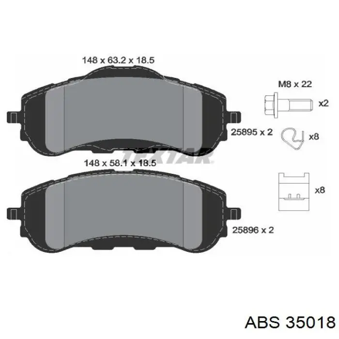 35018 ABS Передні гальмівні колодки