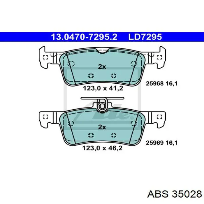 35028 ABS Колодки гальмівні задні, дискові