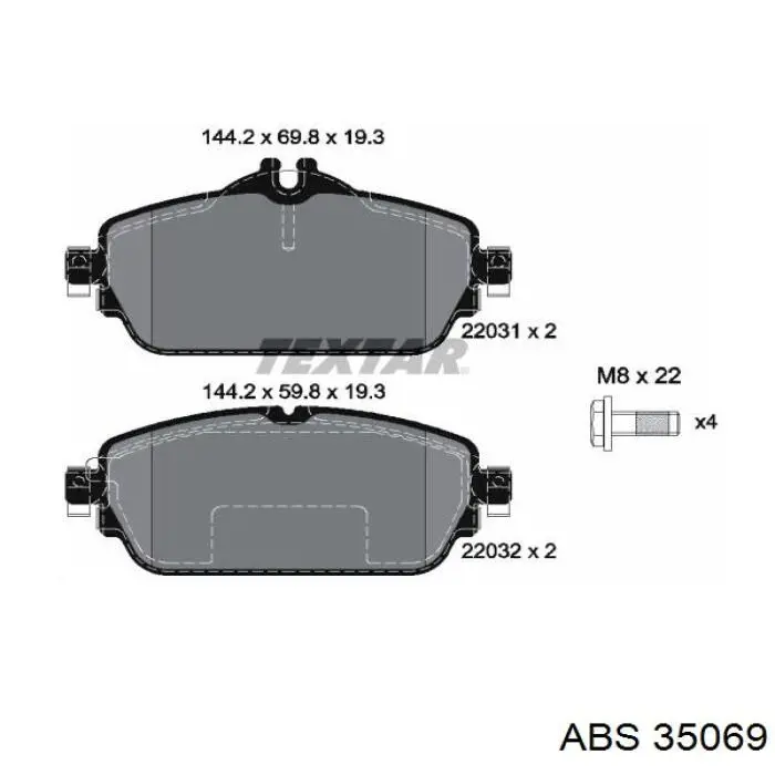 Передні тормозні колодки 35069 ABS