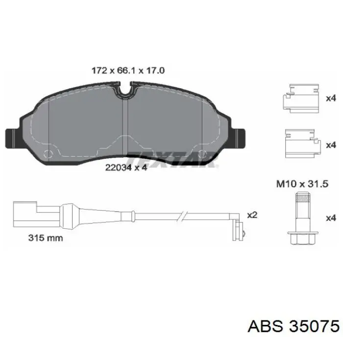 Гальмівні колодки ABS 35075 ціна, від 41.15 USD