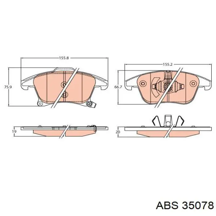 Колодки гальмівні передні, дискові 35078 ABS