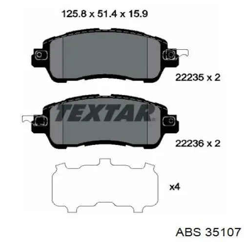 Колодки гальмівні передні, дискові 35107 ABS